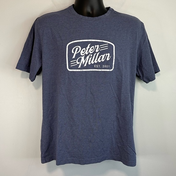 Peter Millar Other - Peter Millar Navy Front Logo Short Sleeve Pima Cotton T-Shirt Size Large